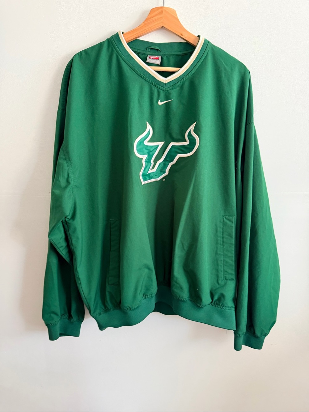 Vintage Nike Team USF Bulls Windbreaker Pullover Green NCAA South Florida XL